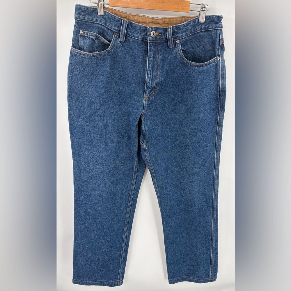 Duluth Trading men’s Duluthflex ballroom relaxed fit medium wash jean 35x34